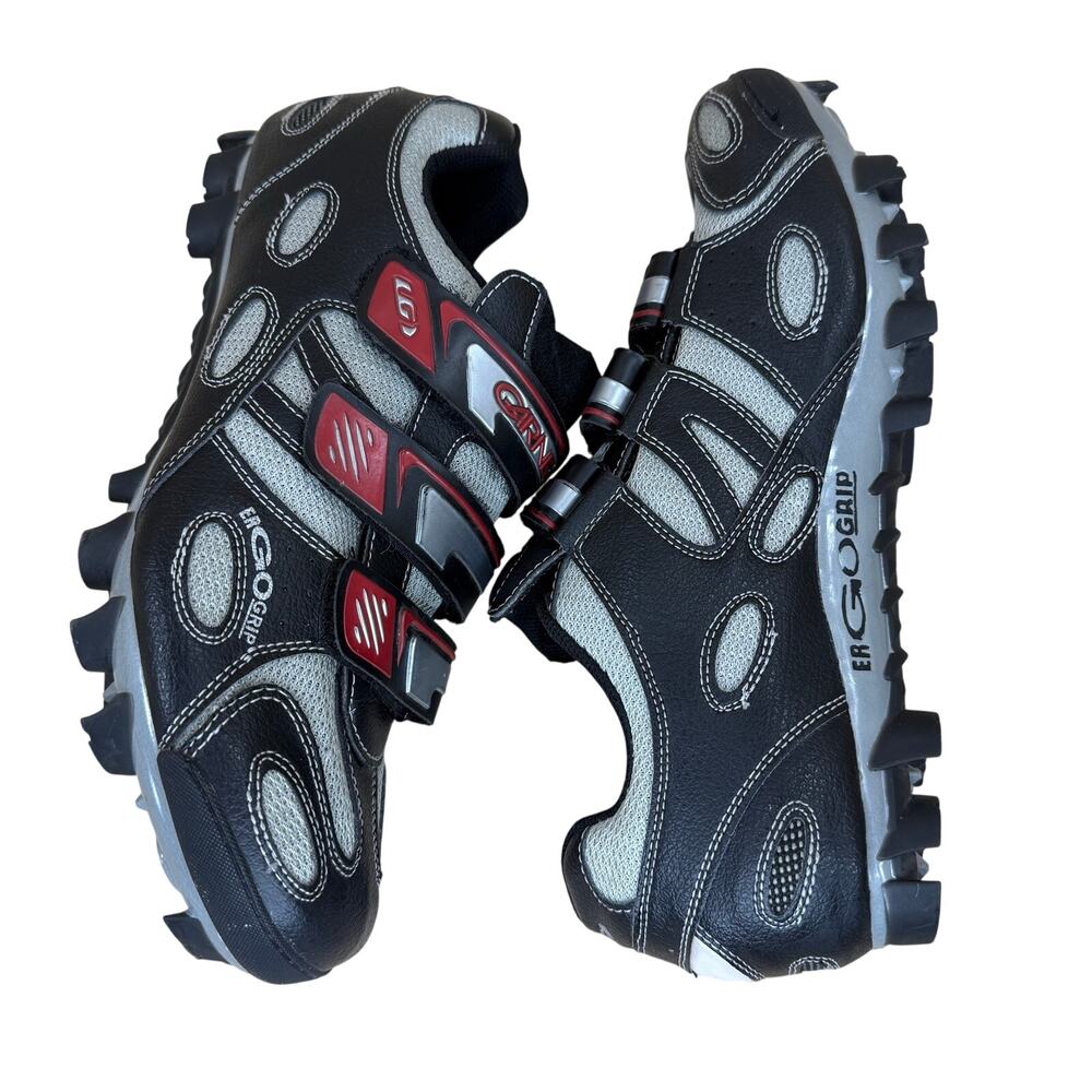 Louis Garneau ErgoGrip Cycling Shoes Men’s 11.5 Black Red Mountain Velcro Bike